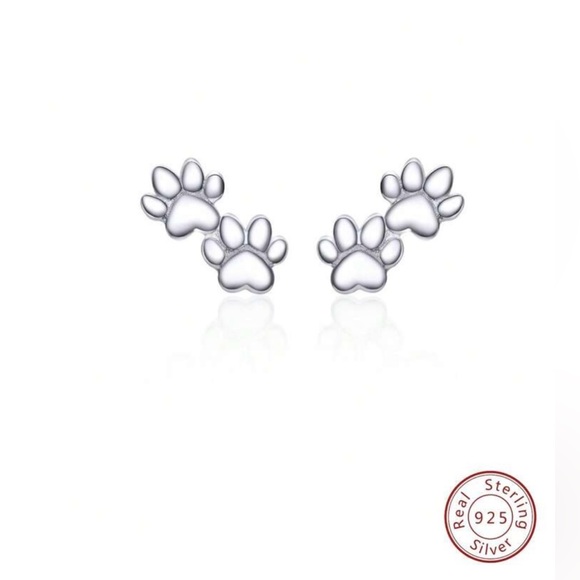 🐾 S925 Sterling Silver Paw Print Earrings NWT - Picture 2 of 7